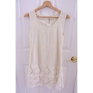 Crochet ivory shift dress